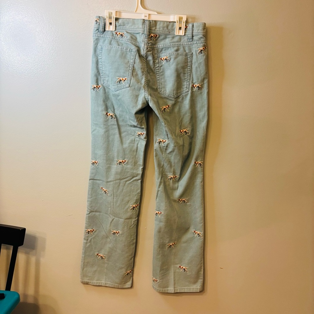 J Crew light blue corduroy pants with embroidered hunting dogs women’s size OP - Picture 6 of 6